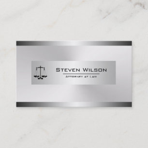 Attorney At Law White and Silver Steel Legal Scale Business Card
