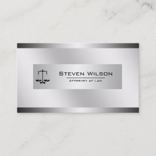 Attorney At Law White and Silver Steel Legal Scale Business Card