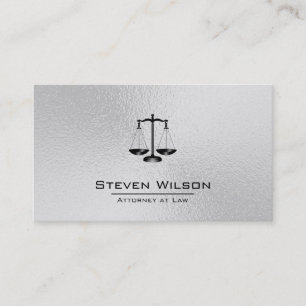 Attorney At Law White and Silver Steel Legal Scale Business Card