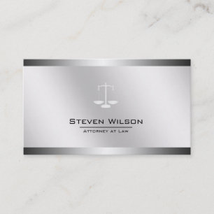 Attorney At Law White and Silver Steel Legal Scale Business Card