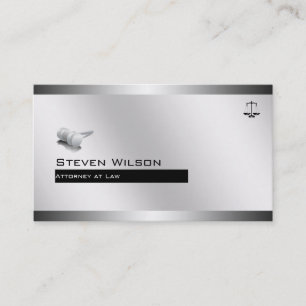 Attorney At Law White and Steel Legal Hammer Judge Business Card