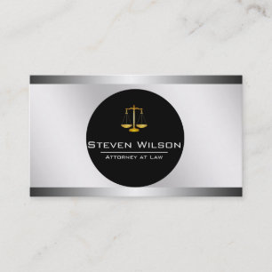 Attorney At Law White Black Gold  Legal Scale Business Card