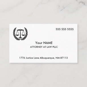 Attorney at Law White Business Card