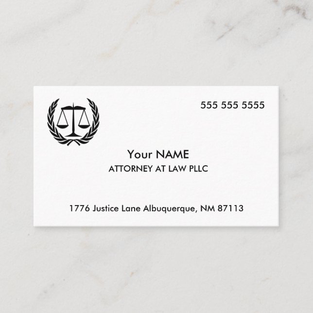 Attorney at Law White Business Card (Front)