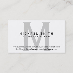 Attorney at Law White Grey Minimal Business Card