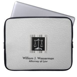 Attorney at Law White Leather Laptop Sleeve