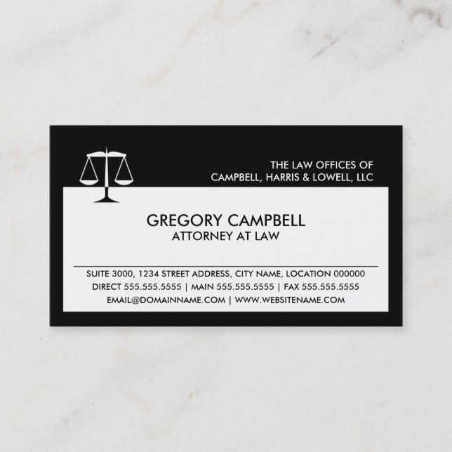Attorney Black Business Cards (Front)