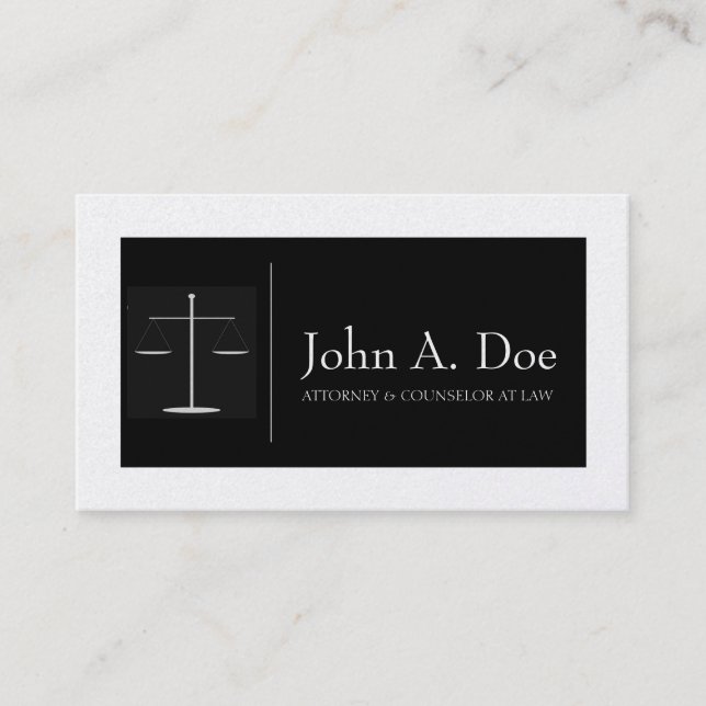 Attorney Black/Platinum Border Balance Business Card (Front)