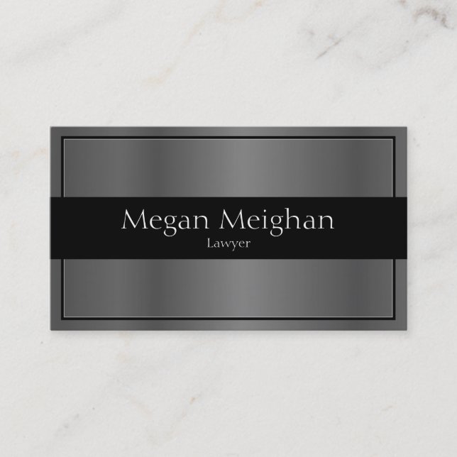 Attorney Business Card - Classy Silver & Black (Front)