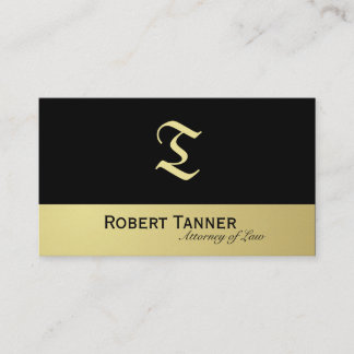 Attorney Business Card Monogram Black & Gold