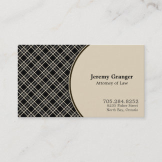 Attorney Business Card Preppy Plaid Beige Brown