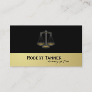 Attorney Business Card Scale Justice Black & Gold