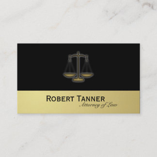 Attorney Business Card Scale Justice Black & Gold