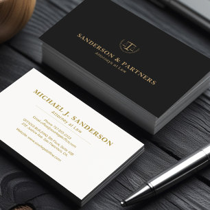 Attorney classic luxury gold black law firm lawyer business card