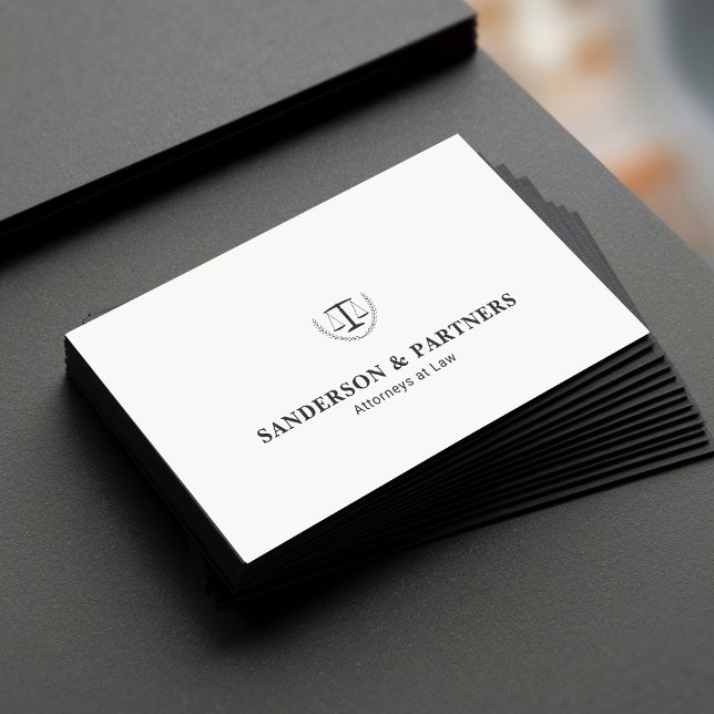 Attorney classic luxury white law firm lawyer business card (Creator Uploaded)