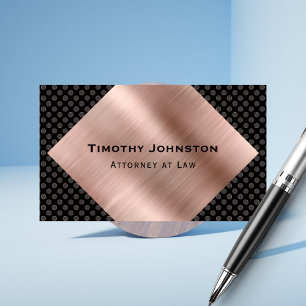 Attorney Elegant Black and Rose Gold Copper Look Business Card