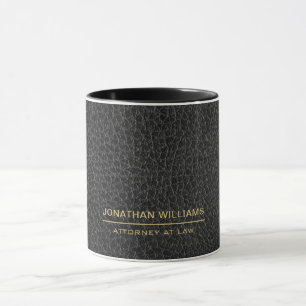 Attorney Faux Leather Custom Name Black Mug