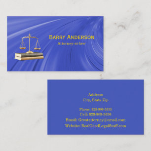 Attorney Justice Scales - Books blue and gold Business Card