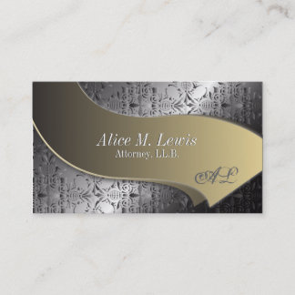 Attorney Law Business Card Silver Gold Monogram
