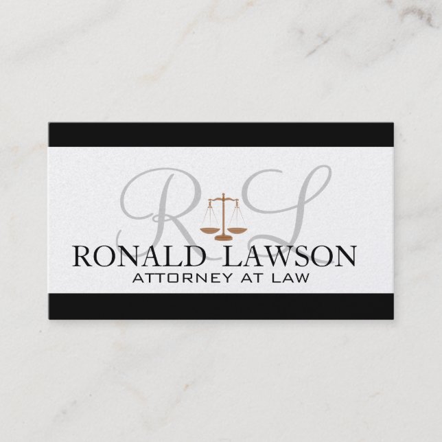 Attorney Lawyer Business Cards Monogram (Front)