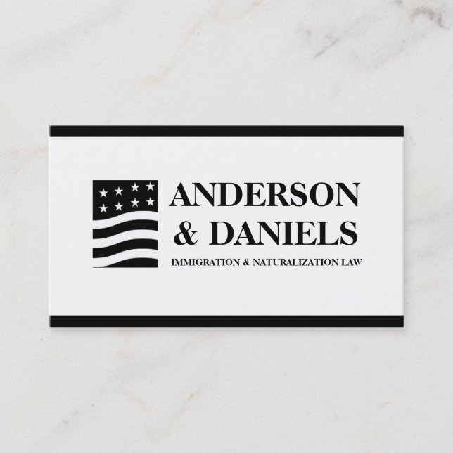 Attorney Lawyer Immigration Naturalisation Law Business Card (Front)