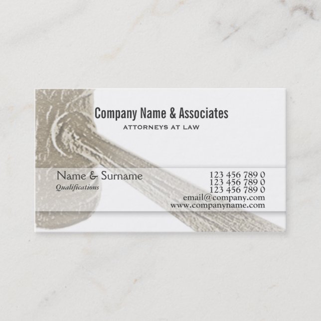 Attorney Lawyer Judge Auctioneer gavel Business Card (Front)