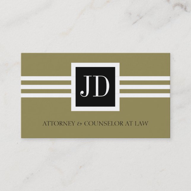 Attorney Lawyer Law Firm Monogram Gold Black Business Card (Front)