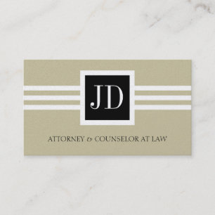 Attorney Lawyer Law Firm Monogram Tan Gold Paper Business Card