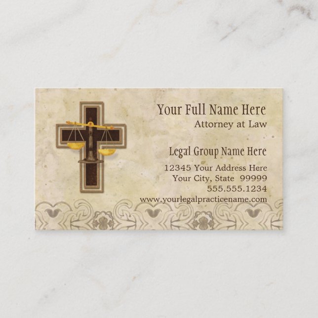Attorney Lawyer Legal Practice Christian Symbol Business Card (Front)