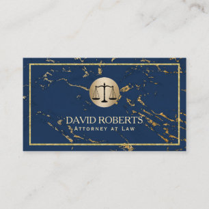 Attorney Lawyer Modern Navy & Gold Marble Business Card