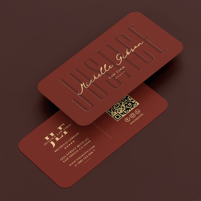 Attorney Lawyer Notary Dark Terracotta Modern  Business Card (Attorney Lawyer Notary Dark Terracotta Modern Business Card
)