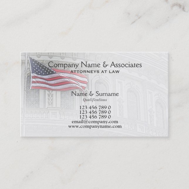 Attorney Lawyer Patriot patriotic American Business Card (Front)
