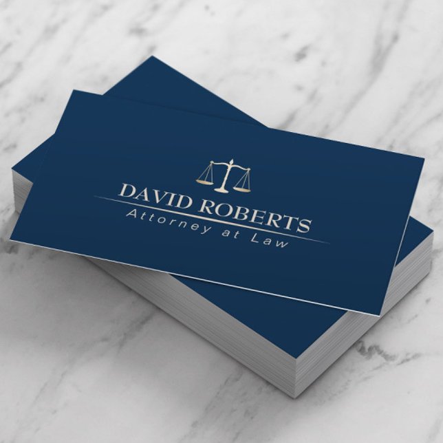 Attorney Lawyer Professional Blue & Gold Business Card (Creator Uploaded)