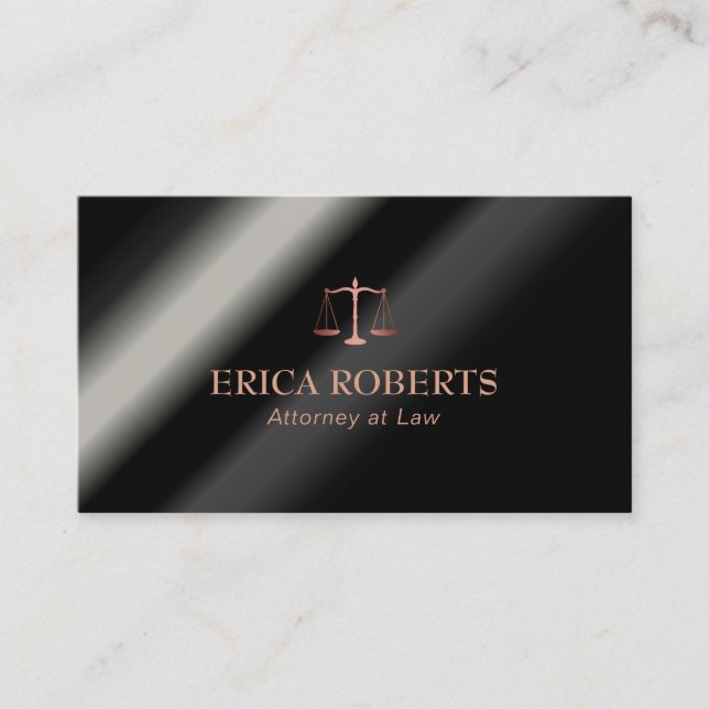 Attorney Lawyer Rose Gold Scale of Justice Metal Business Card (Front)
