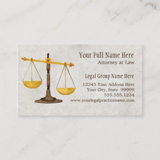 Attorney Legal Practice Judge Symbol Business Card (Front)