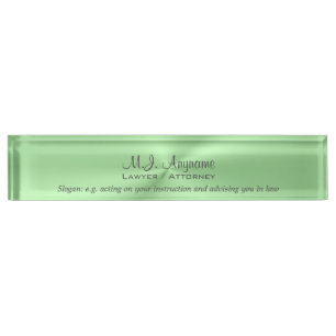 Attorney Luxury apple green justice slogan Nameplate
