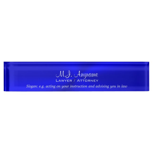 Attorney Luxury royal blue chrome-look with slogan Nameplate (Front)