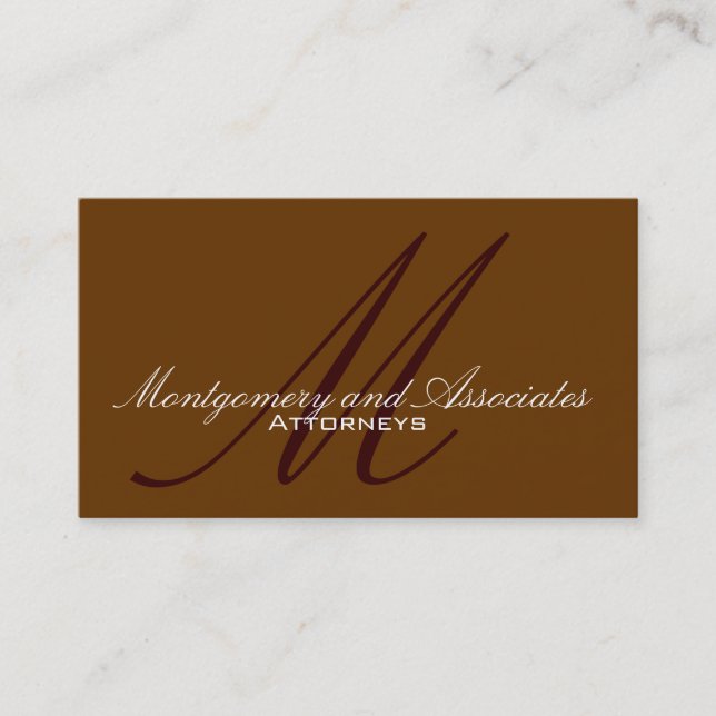 Attorney Monogram Brown Customisable Business Card (Front)