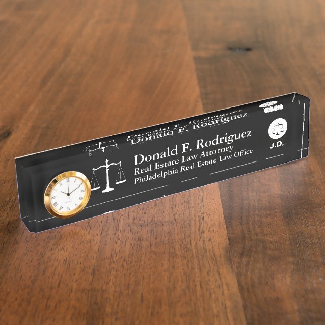 Attorney or Law Professional Unique Black Nameplate (Side)