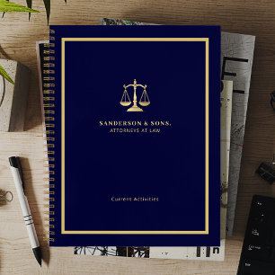 Attorney professional gold scales of justice navy notebook