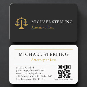 Attorney QR Code Black Gold Business Card