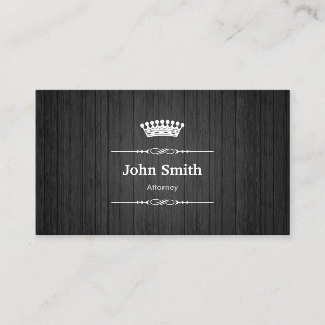 Attorney Royal Black Wood Grain Business Card (Front)