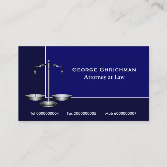Attorney scale of justice  business card (Front)