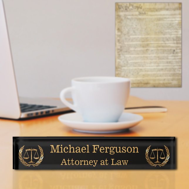Attorney Scales of Justice Black and Gold Nameplate (Creator Uploaded)