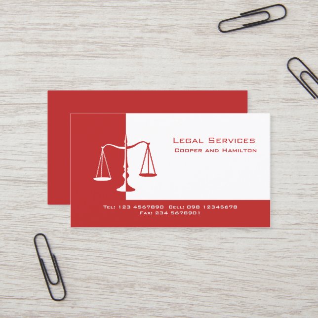 Attorney Scales of Justice Business Card (Front/Back In Situ)