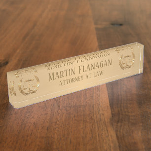 Attorney Scales of Justice Gold Nameplate
