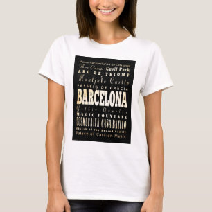 Attractions and Famous Places of Barcelona, Spain T-Shirt
