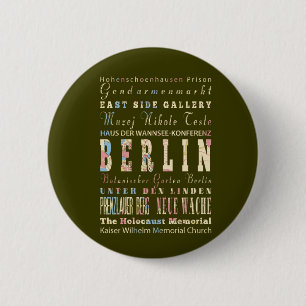 Attractions & Famous Places of Berlin,Germany. 6 Cm Round Badge