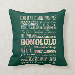 Attractions & Famous Places of Honolulu, Hawaii. Cushion