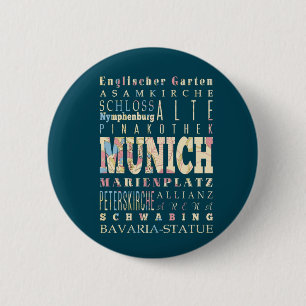 Attractions & Famous Places of Munich,Germany. 6 Cm Round Badge
